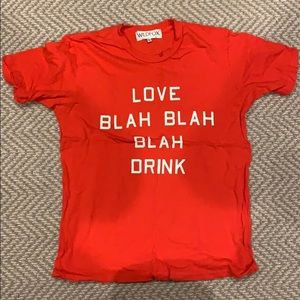 Red wildfox T-shirt “Love Blah Blah Blah Drink”